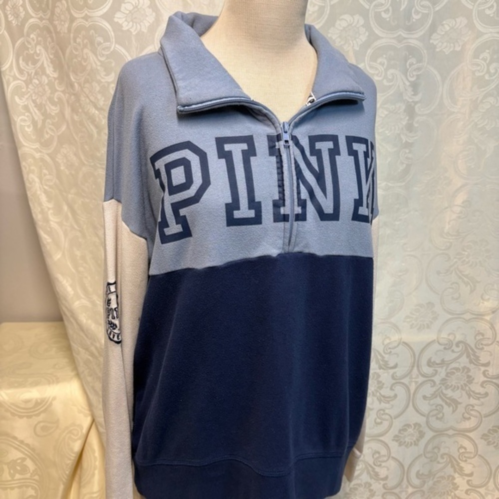 PINK Victoria's Secret Light Blue long sleeve 3/4 zip sweater size M